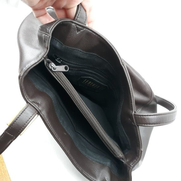 Leather Co Liz Claiborne Grandmacore Shoulder Bag Purse Dark Brown Leather 80s - Picture 10 of 14